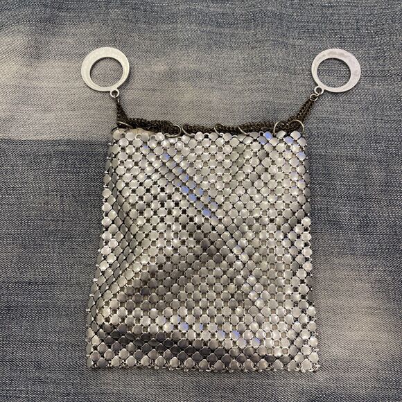 ANTIQUE‎ ART DECO/ EDWARDIAN~ Fairycore silver mesh finger ring Barbiecore PURSE - Picture 3 of 4